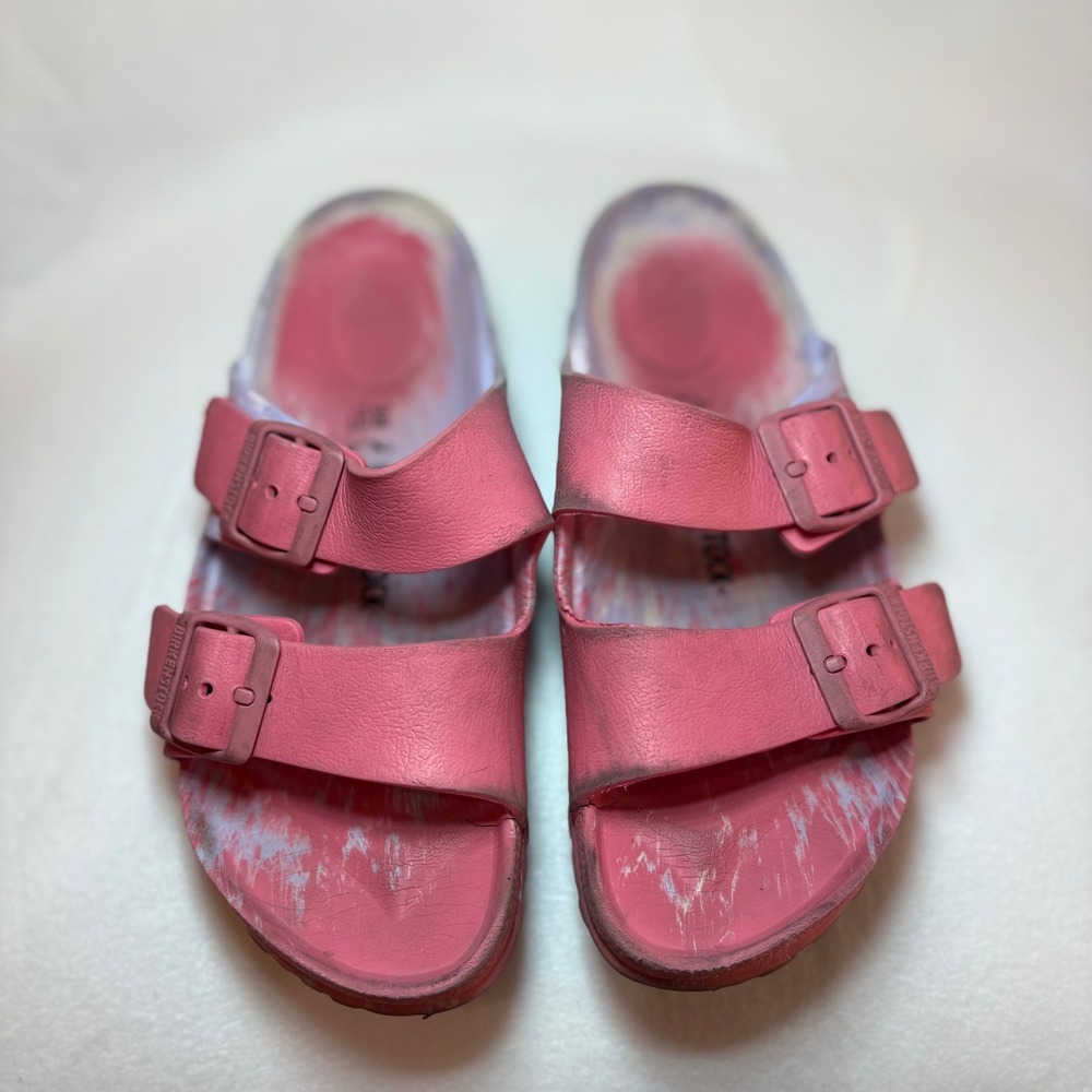 Birkenstock Arizona EVA Sandals Pink White Marble Swirl Slides 38 L7 M5 Germany